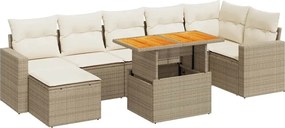 vidaXL 8 részes bézs polyrattan kerti ülőgarnitúra párnával