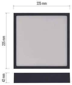 LED Mennyezeti lámpa LED/21W/230V 3000/3500/4000K 22,5x22,5 cm fekete