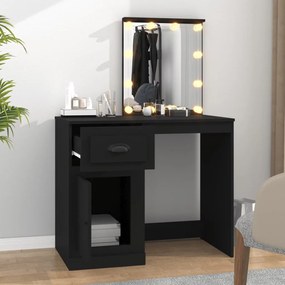 fekete szerelt fa pipereasztal LED-del 90 x 50 x 132,5 cm