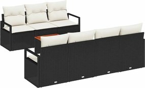 vidaXL Kerti Kanapé Szett párnával 8 pcs Fekete polirattan