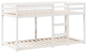 fehér tömör fenyőfa ágy emelettel és tetővel 80 x 200 cm