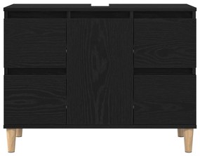 Mosdószekrény Fekete Tölgy 80x33x60 cm Műgyanta