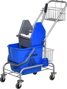HOMCOM Takarító Kocsi 26 Literes Takarító Kocsi Kihúzóval, Háztartási Kocsi Kerekekkel, Mosófej Akasztóval Kék | Aosom