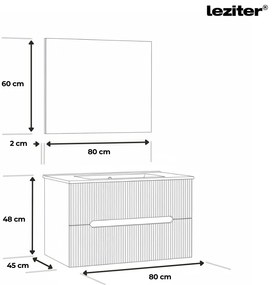 Trent Fürdőszobabútor 80 cm kerámia mosdóval (2 fiókos) tükörrel 60x80 cm fehér