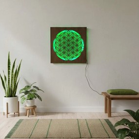 Háttérvilágítású fa festmény, Életvirág – LED mandala faldekoráció | MONEN