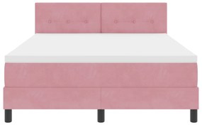 Boxspringágy Mattal és LED világítással Rózsaszín 140x200 cm Bársonyos