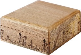 FLOWER BOX mangófa tárolódoboz virág mintával 14 x 14cm