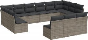 vidaXL 13 részes szürke polyrattan kerti ülőgarnitúra párnákkal