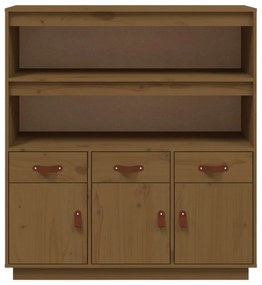 mézbarna tömör fenyőfa magasszekrény 100 x 40 x 108,5 cm