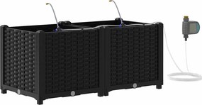 vidaXL Kerti cserép 2 pcs Fekete Acél