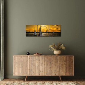 Jacht a naplementében képe (órával) (90x30 cm)