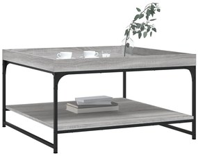 Szürke sonoma szerelt fa és vas dohányzóasztal 80 x 80 x 45 cm