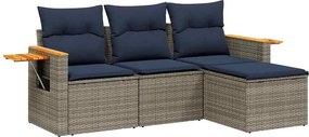 vidaXL 4 részes szürke polyrattan kerti ülőgarnitúra párnával