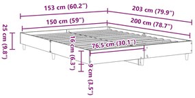 fekete szerelt fa ágykeret matrac nélkül 150 x 200 cm