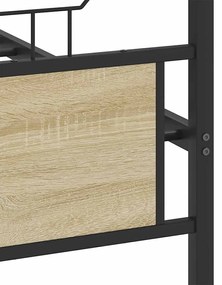 sonoma tölgy színű fém ágykeret matrac nélkül 193 x 201 cm