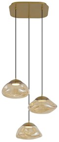 Hotel Chic függőlámpa sárgaréz borostyánszínű üveggel 3-lámpás - Gus