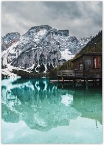 Poszterek A5 Pion Fa házikó a hegyekben