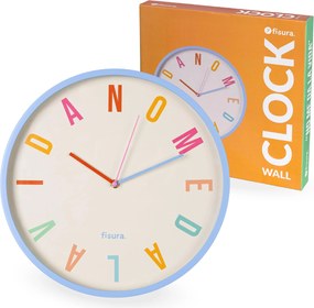 Csendes Fisura falióra kék kerettel és színes számokkal 35cm