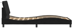 fekete bársony ágykeret LED-világítással 80 x 200 cm