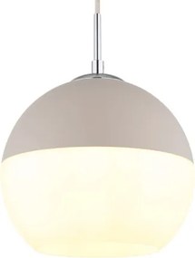 Globo 15999H1 Függesztett lámpa, homokszínű matt fém, krómozott fém, fehér üveg, bézs textil kábel, magasság rövidíthető, ø: 250mm, M: 1200mm, 1x E27 60W 230V izzó nélkül