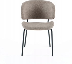 Barna kárpitozott szék nappali étkezőbe fekete fém lábakkal