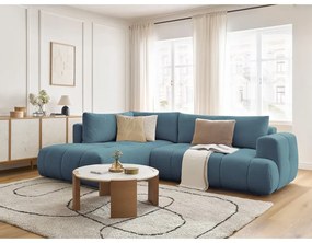 Kék kinyitható-tárolóhelyes sarokkanapé (bal oldali-L alakú) Fuji – Bobochic Paris