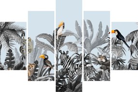 Állatok képe egy trópusi erdőben (150x105 cm)