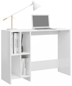 magasfényű fehér szerelt fa laptopasztal 102,5 x 35 x 75 cm