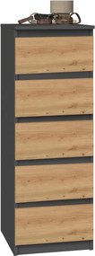 W5 komód, antracit-tölgy