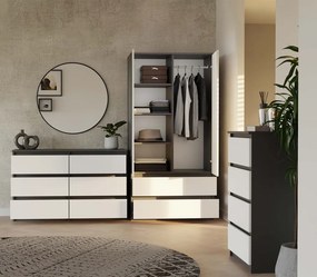 M6 120 fiókos szekrény, 120x75x30 cm, antracit-fehér