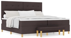 Box Spring Ágy Matraccal és Pad Dark Brown 200x200 cm Szövet