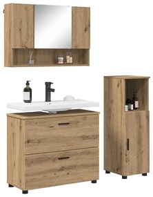 Fürdőszoba bútor szett 3 pcs kézműves tölgy 76.5 x 35 x 64 cm