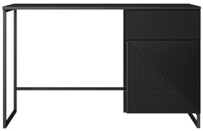 Asha íróasztal, fiókkal - 120 cm - matt fekete / fekete keret