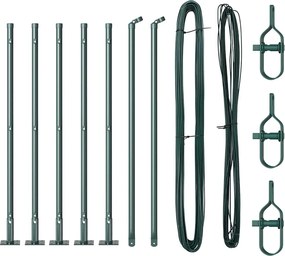 vidaXL Kerítésoszlop 7 pcs Zöld Acél