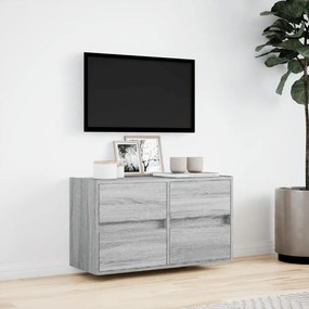szürke sonoma színű fali TV-szekrény LED-del 80 x 31 x 45 cm