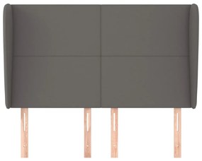 szürke műbőr fejtámla szárnyakkal 147 x 23 x 118/128 cm