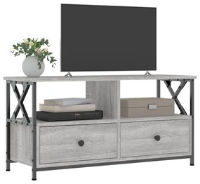 szürke sonoma színű szerelt fa és vas TV-szekrény 90x33x45 cm