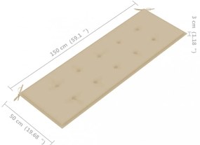 tömör tíkfa rakásolható kerti pad párnával 159 cm
