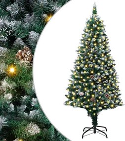 vidaXL Mű karácsonyfa 300 LED-del Zöld 180 cm PVC és Acél és Műanyag