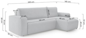 Avia Mini kinyitható sarokkanapé, univerzális állás - grafitszürke Gerra 120 boucle