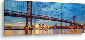 Kép - Benjamin Franklin híd, Philadelphia (órával) (90x30 cm)