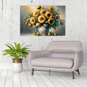 Kép – Napraforgós váza (90x60 cm)