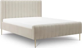 Nicole kárpitozott ágy 160x200 cm szenil bézs Perfect Harmony 07 / arany lábak