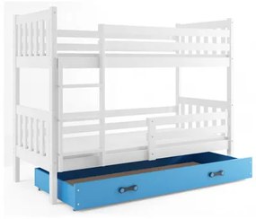 Gyermek emeletes ágy CARINO tárolóhellyel 80x190 cm - fehér Kék