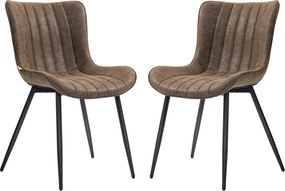HOMCOM 2 db étkezőszék modern konyhai szék szintetikus burkolattal, puffos designnal és fém lábakkal, nappaliba, étkezőbe, hálószobába, barna | Aosom