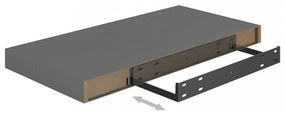 2 db magasfényű szürke MDF lebegő fali polc 50 x 23 x 3,8 cm
