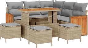 vidaXL Kerti Kanapé Szett 9 pcs Beige és Világosszürke polirattan
