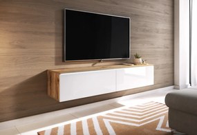 MENDES D 140 TV asztal, 140x30x32, tölgy wotan/fehér fényes