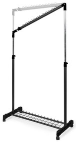 Fekete fém teleszkópos-gurulós ruhatartó állvány Under Stairs – Compactor