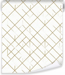 Geometrikus Tapéta Arany Vonalak Fehér Flizelin Fal Nappali Hálószoba